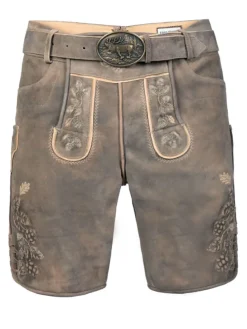 Kurze Wildbock Lederhose Kare in grau