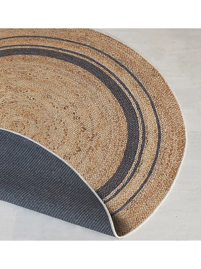 Kurzflor-Teppich in Beige/ Dunkelblau