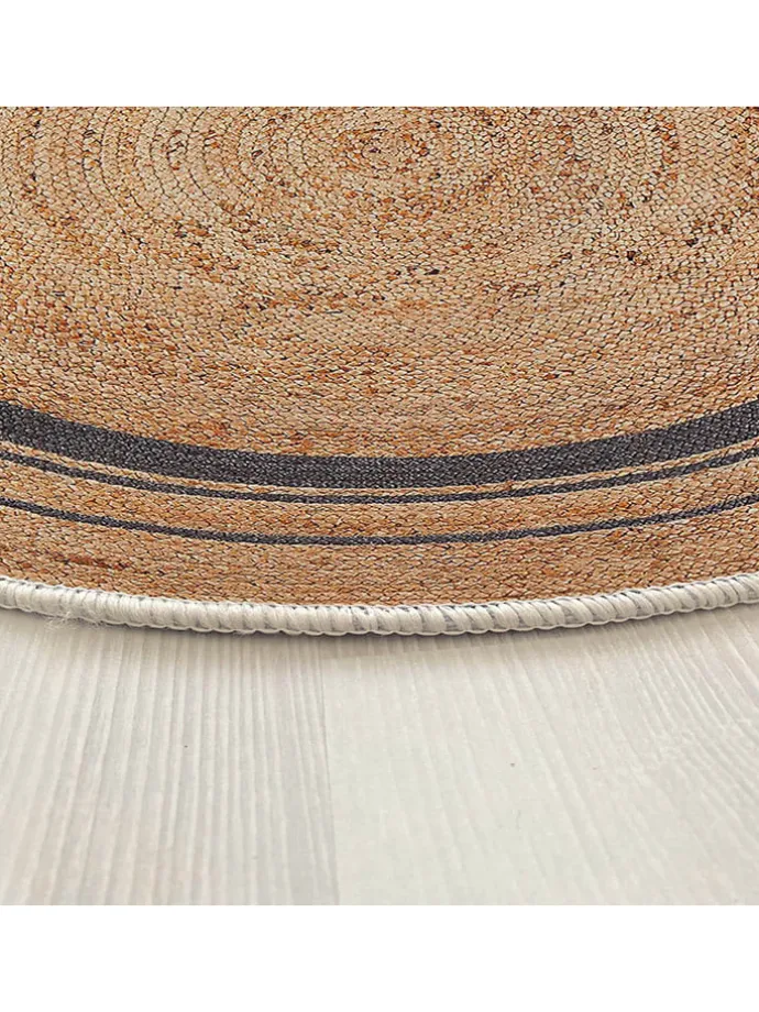 Kurzflor-Teppich in Beige/ Dunkelblau