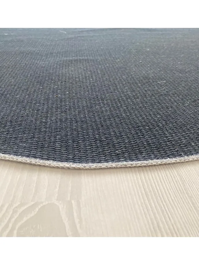 Kurzflor-Teppich in Beige/ Dunkelblau