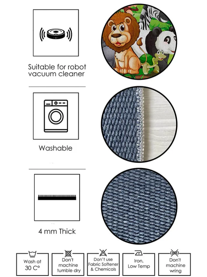 Kurzflor-Teppich in Beige/ Bunt