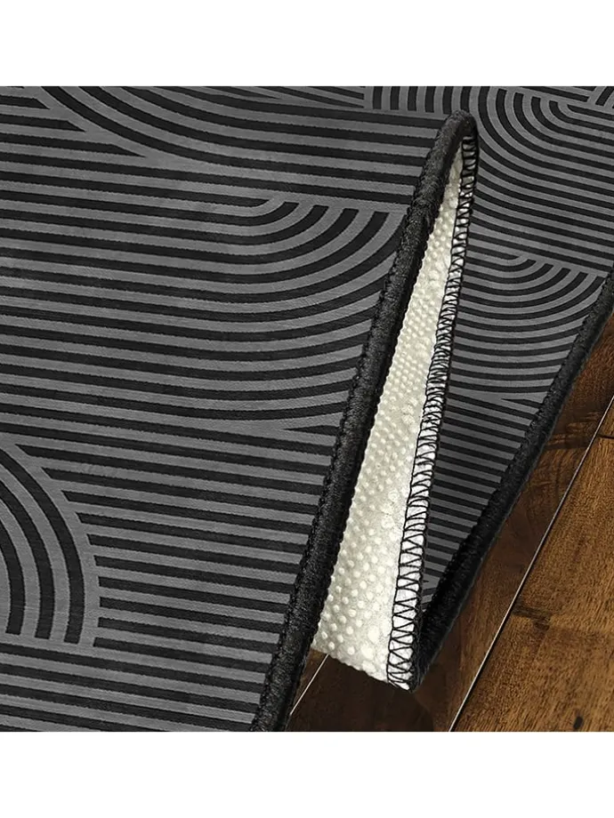 Kurzflor-Teppich in Grau/ Schwarz