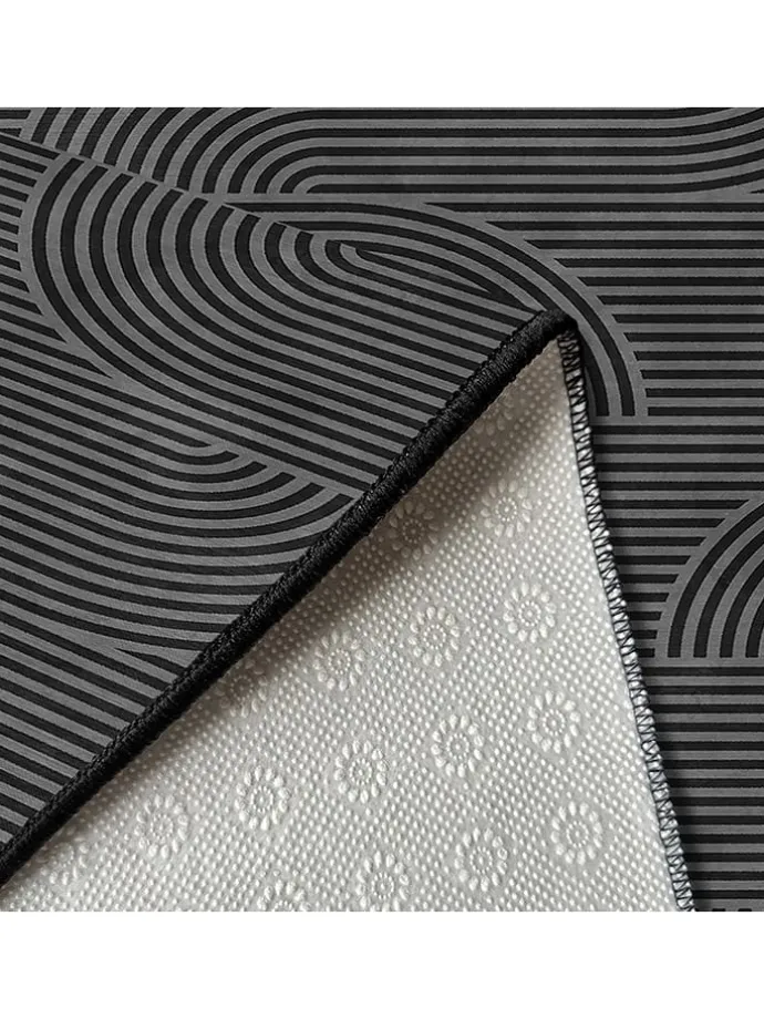 Kurzflor-Teppich in Grau/ Schwarz