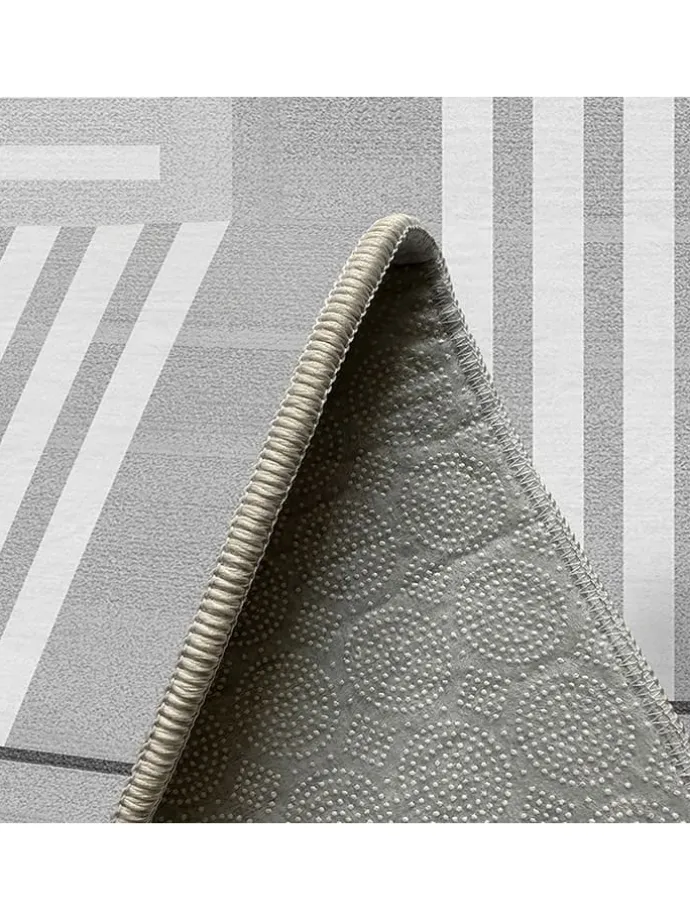 Kurzflor-Teppich in Grau/ Weiß