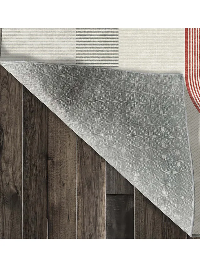 Kurzflor-Teppich "Infkece" in Creme/ Rot/ Gelb