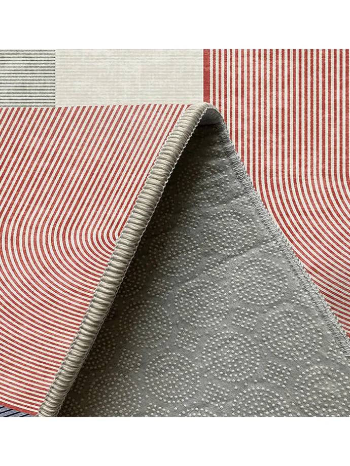 Kurzflor-Teppich "Infkece" in Creme/ Rot/ Gelb