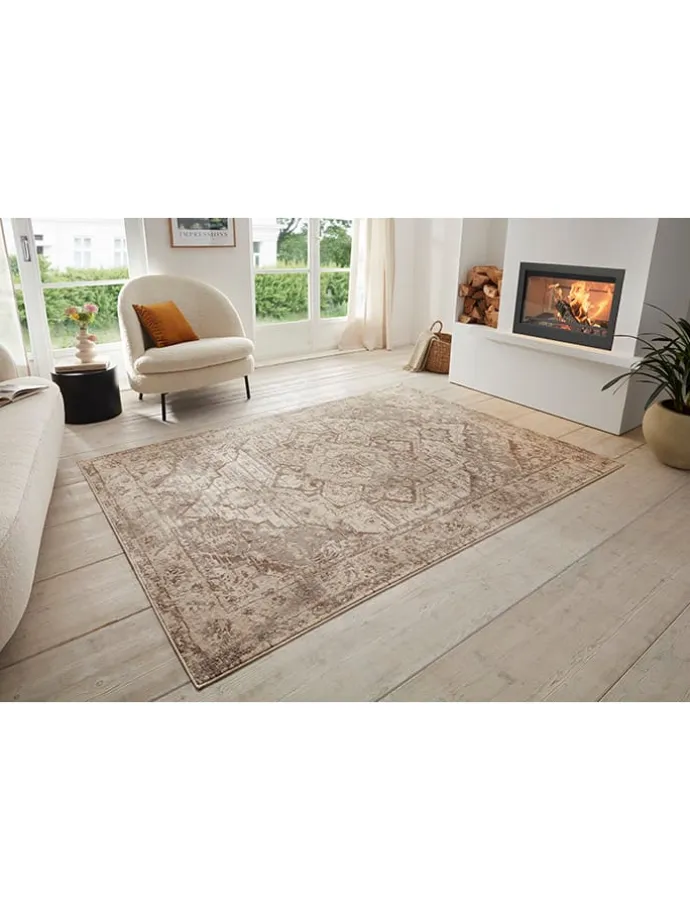 Kurzflor-Teppich "Sand" in Creme/ Hellbraun