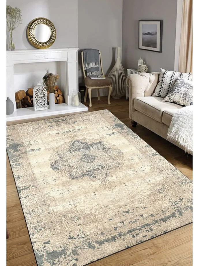 Kurzflor-Teppich ''Soft DJT'' in Beige/ Grau