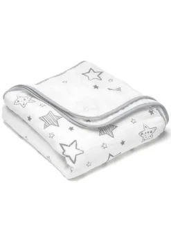 Kuscheldecke Mull 4-lagig 120 x 120 cm - in weiss,grau