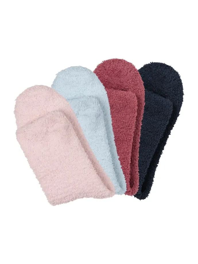 Kuschelsocken in 1x hellblau, 1x navy, 1x rose, 1x rosewood