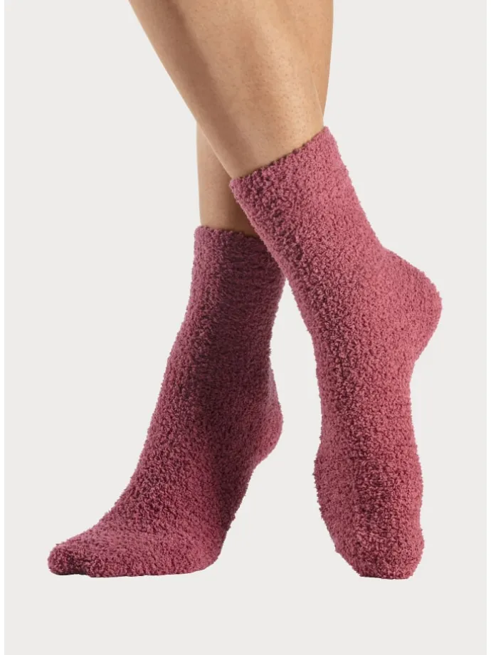 Kuschelsocken in 1x hellblau, 1x navy, 1x rose, 1x rosewood