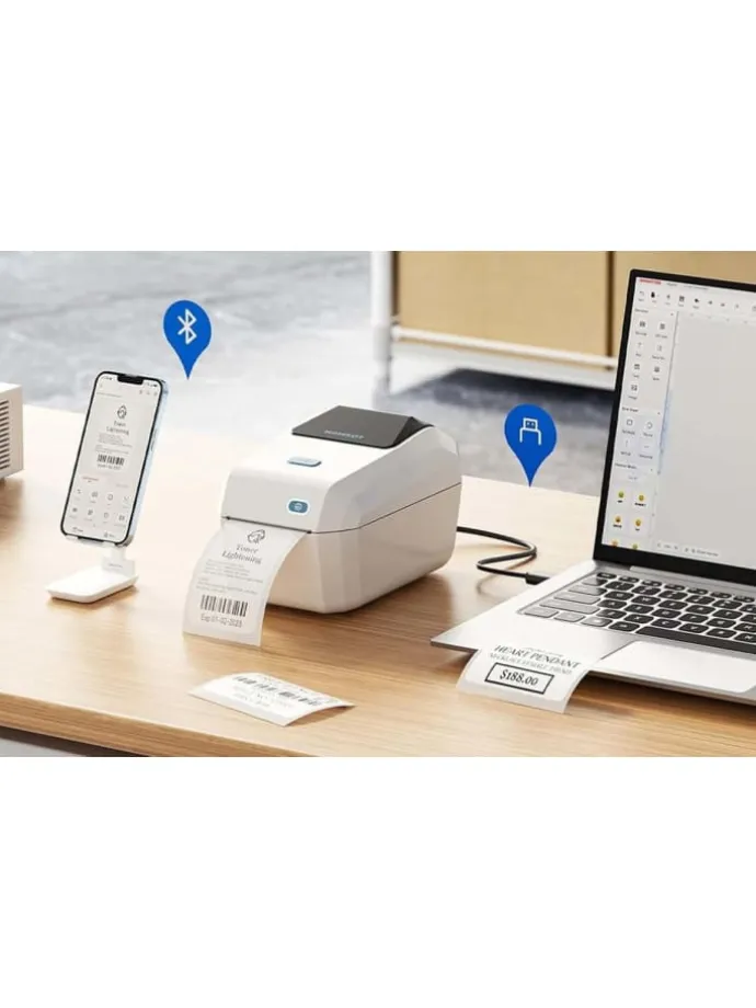K3W Tragbarer Etikettendrucker Bluetooth Creme