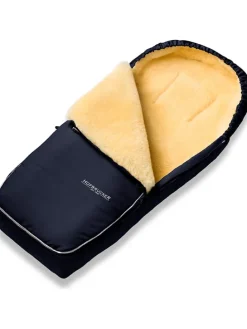 Lammfell-Fußsack "Alaska" in Dunkelblau - (L)95 x (B)35 cm