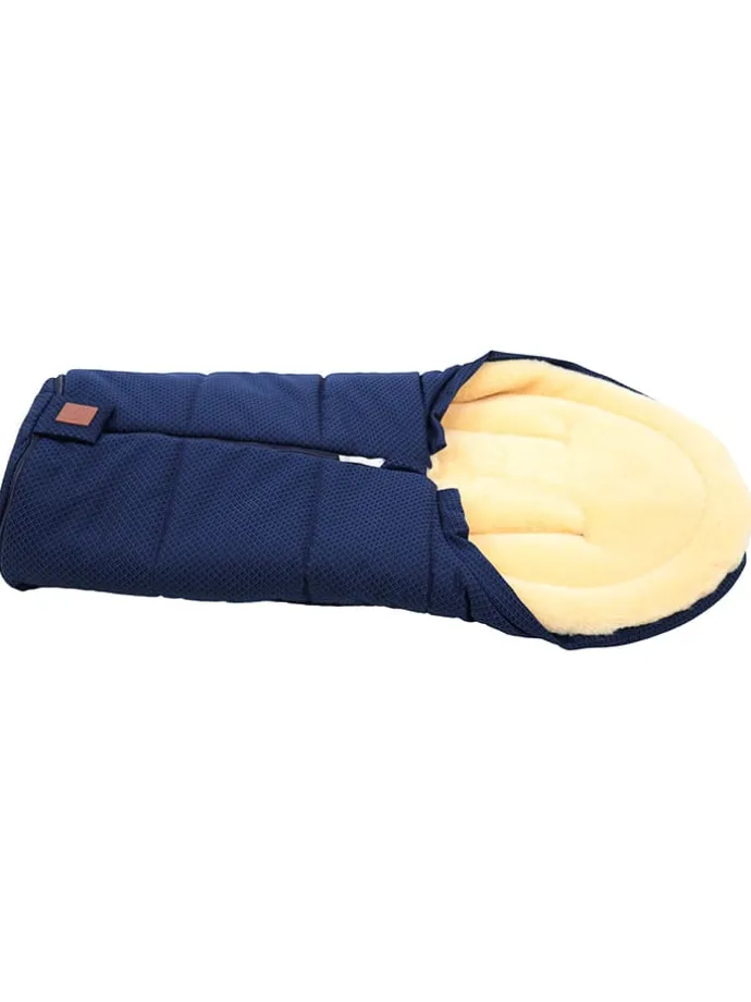 Lammfell-Fußsack "Channy" in Blau - (L)80 x (B)37 cm