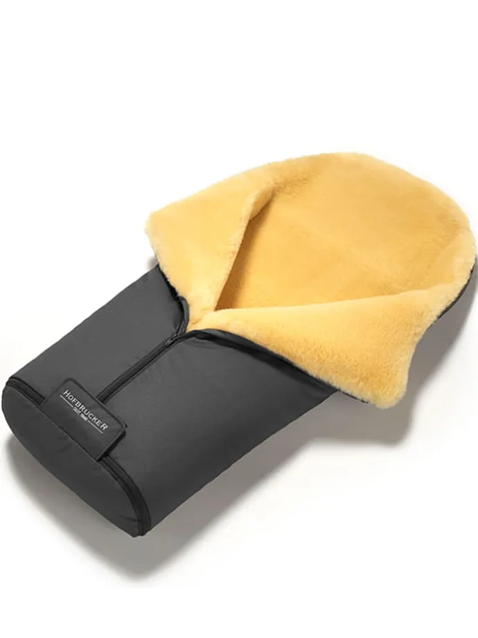 Lammfell-Fußsack "Iglu" in Grau - (L)95 x (B)34 cm