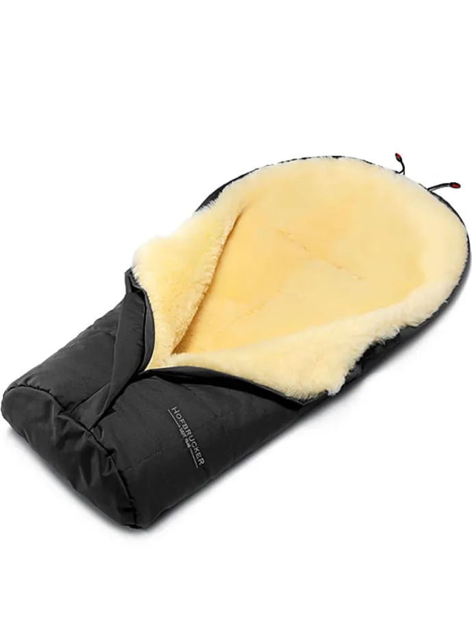 Lammfell-Fußsack in Schwarz - (L)80 x (B)34 cm