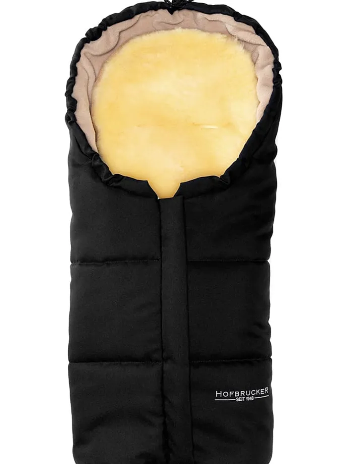 Lammfell-Fußsack "Leni" in Schwarz - (L)80 x (B)35 cm