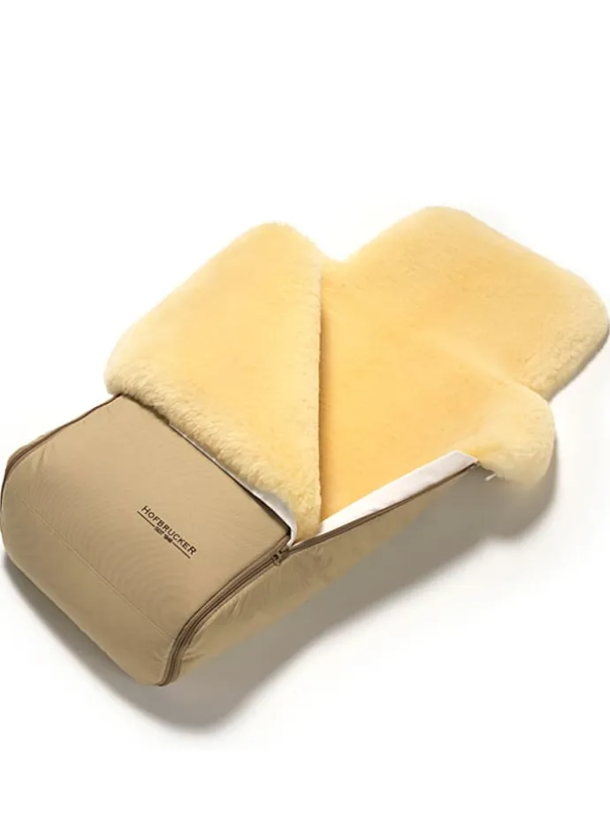 Lammfell-Fußsack "Luxus" in Beige - (L)95 x (B)34 cm