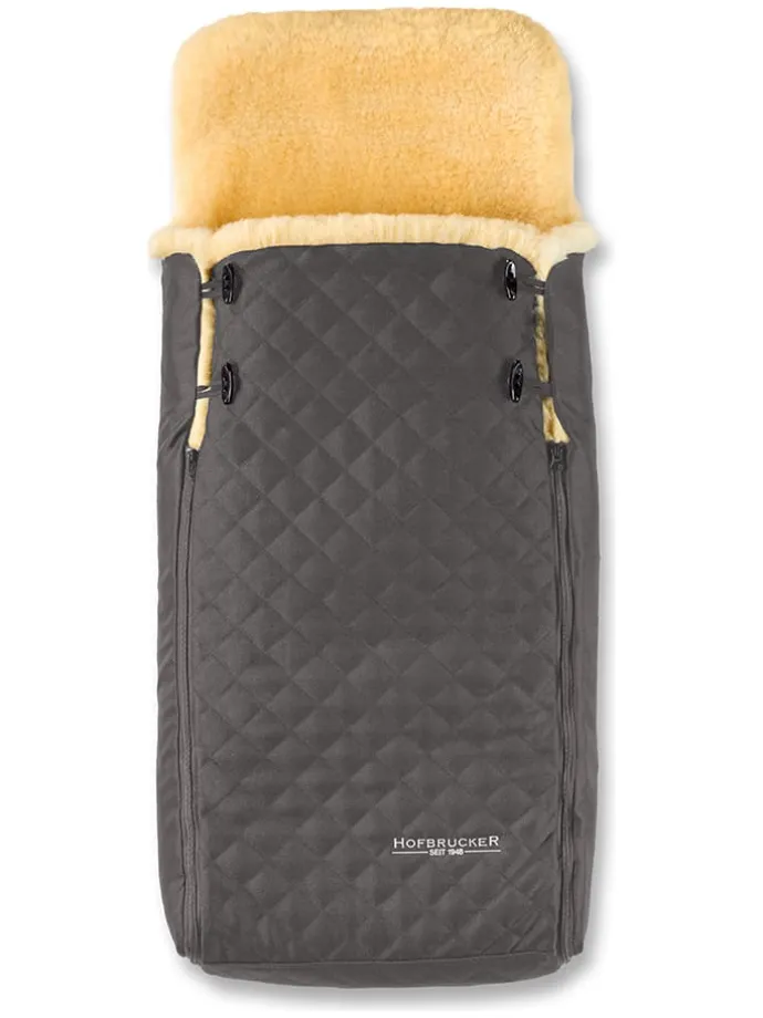 Lammfell-Fußsack "Luxus Limited Edition" in Grau - (L)95 x (B)34 cm