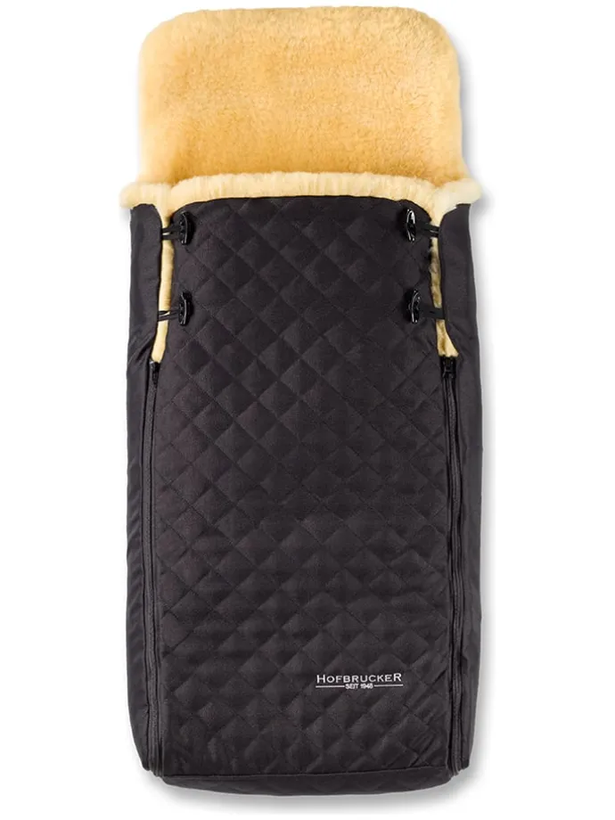 Lammfell-Fußsack "Luxus Limited Edition" in Schwarz - (L)95 x (B)34 cm