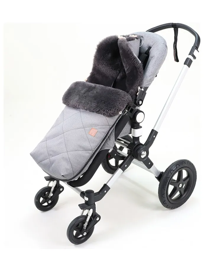 Lammfell-Fußsack "Natura Graphit" in Anthrazit - (L)85 x (B)45 cm