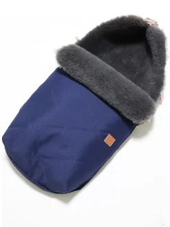Lammfell-Fußsack "Natura Graphit" in Dunkelblau - (L)85 x (B)45 cm
