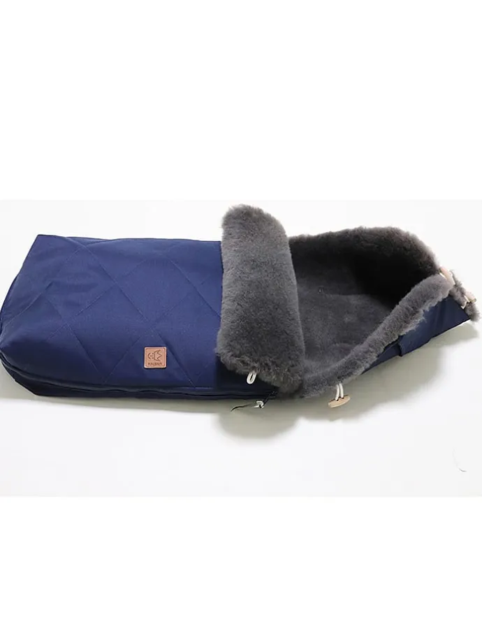 Lammfell-Fußsack "Natura Graphit" in Dunkelblau - (L)85 x (B)45 cm
