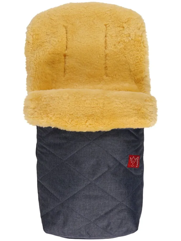 Lammfell-Fußsack "Natura" in Dunkelblau - (L)85 x (B)45 cm