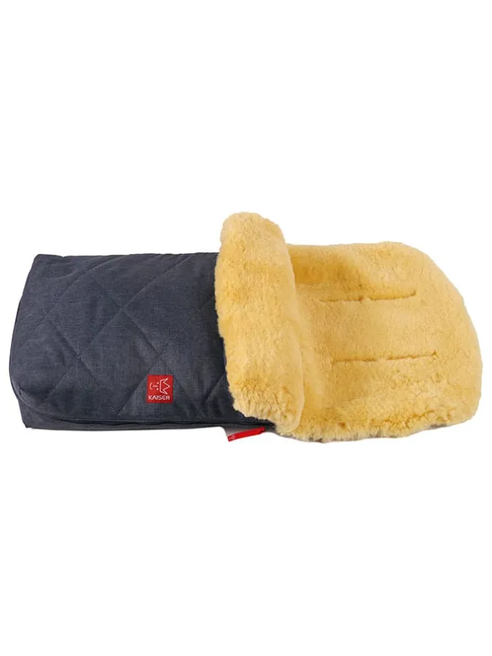 Lammfell-Fußsack "Natura" in Dunkelblau - (L)85 x (B)45 cm