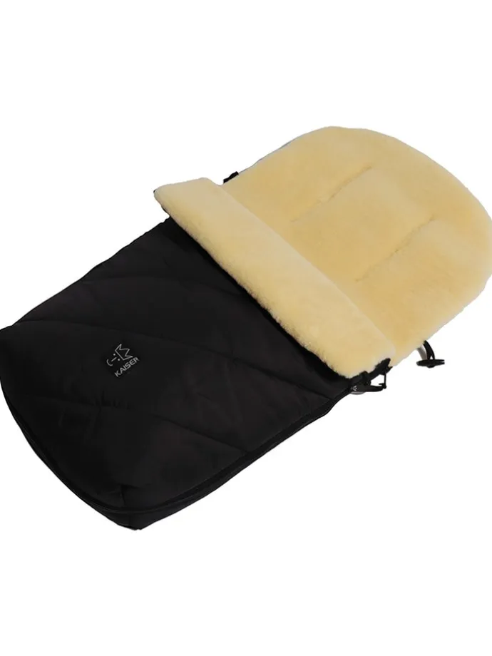Lammfell-Fußsack "Polar" in Schwarz - (L)85 x (B)43 cm