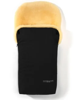 Lammfell-Fußsack "Putzi" in Schwarz - (L)90 x (B)34 cm