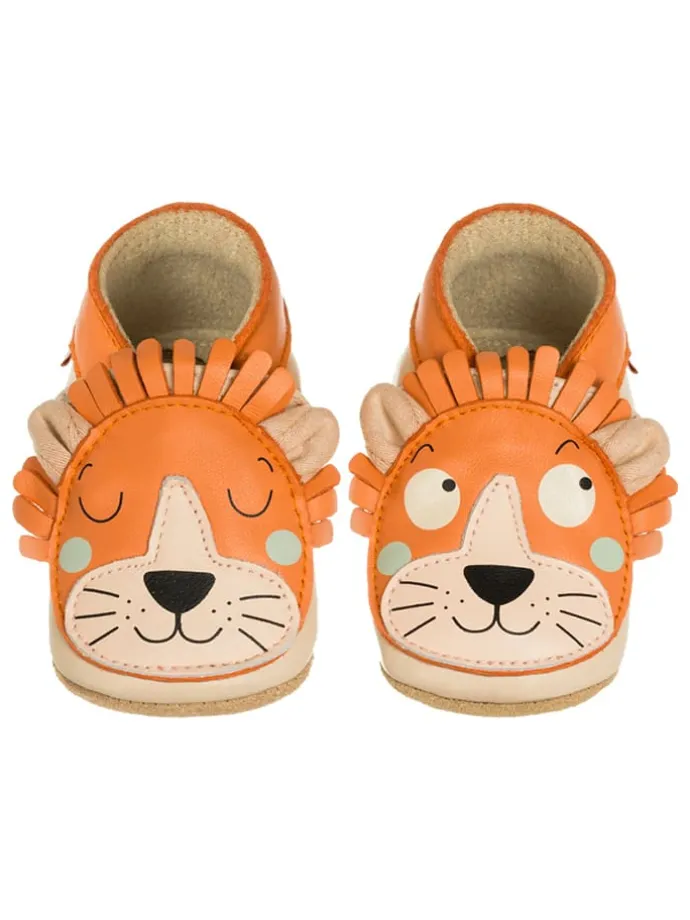 Lammleder-Krabbelschuhe "Lion" in Hellbraun