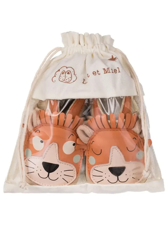 Lammleder-Krabbelschuhe "Lion" in Hellbraun