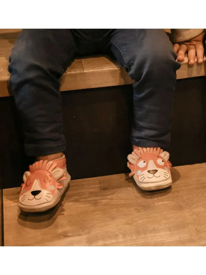 Lammleder-Krabbelschuhe "Lion" in Hellbraun