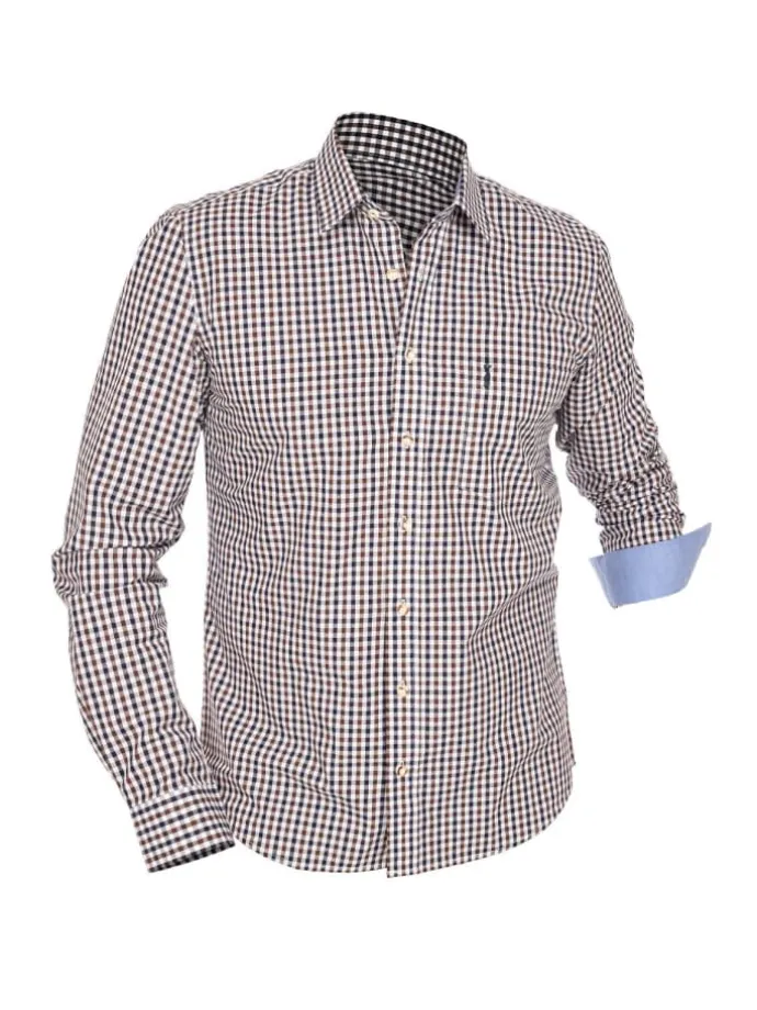 Langarmhemd LF670-CO in blau-braun