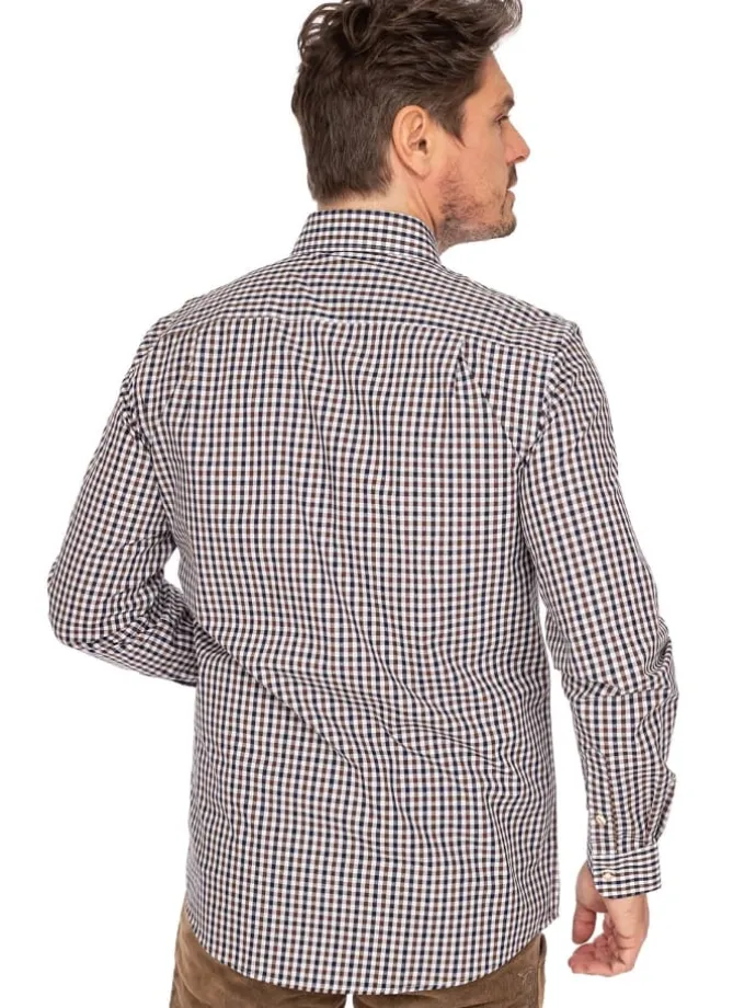 Langarmhemd LF670-CO in blau-braun