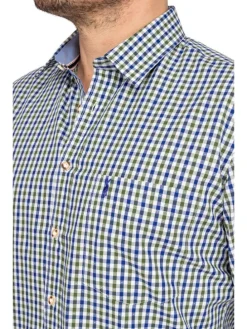 Langarmhemd LF670-CO in blau-tanne