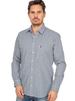 Langarmhemd LF670-CO in blau-tanne