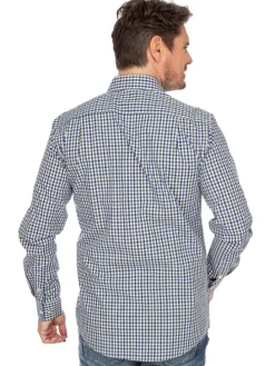 Langarmhemd LF670-CO in blau-tanne