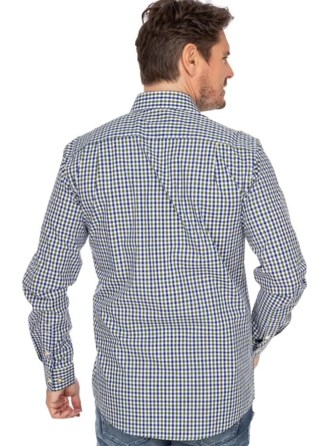 Langarmhemd LF670-CO in blau-tanne