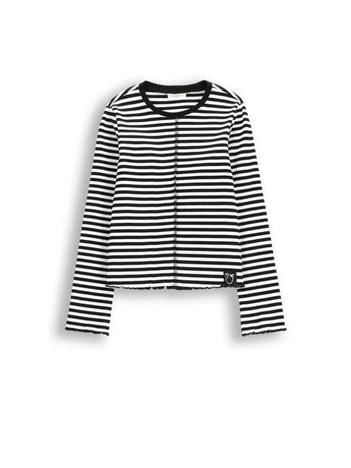 Langarm-Rippstrick-T-Shirt in bunt