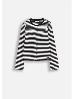 Langarm-Rippstrick-T-Shirt in bunt