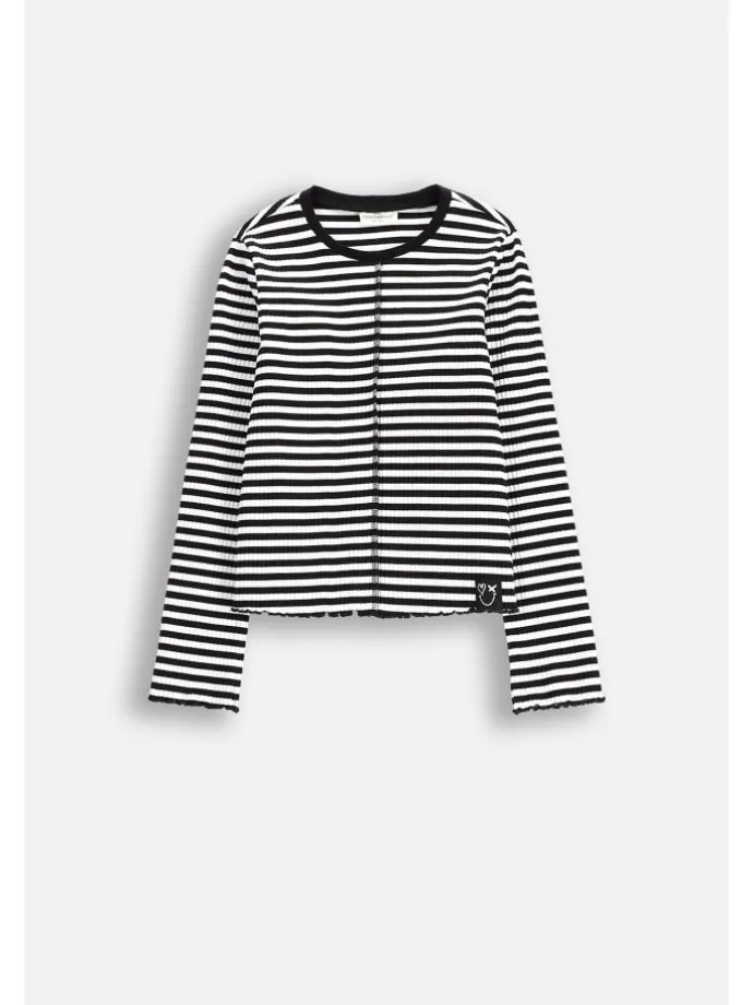 Langarm-Rippstrick-T-Shirt in bunt