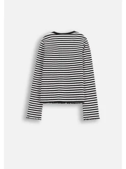 Langarm-Rippstrick-T-Shirt in bunt