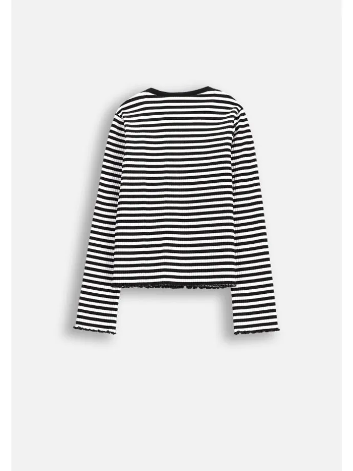 Langarm-Rippstrick-T-Shirt in bunt
