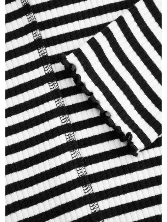 Langarm-Rippstrick-T-Shirt in bunt
