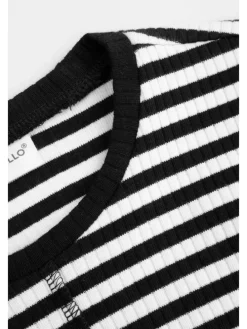 Langarm-Rippstrick-T-Shirt in bunt
