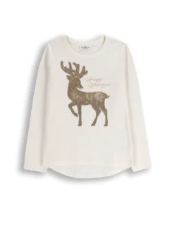 Langarmshirt weihnachten in ecru