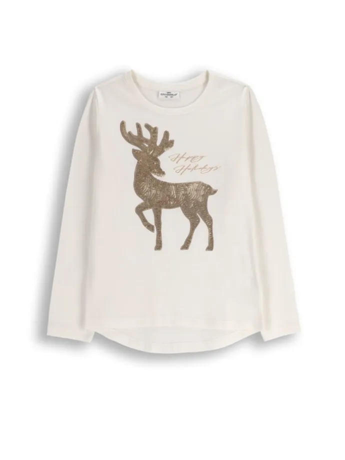 Langarmshirt weihnachten in ecru