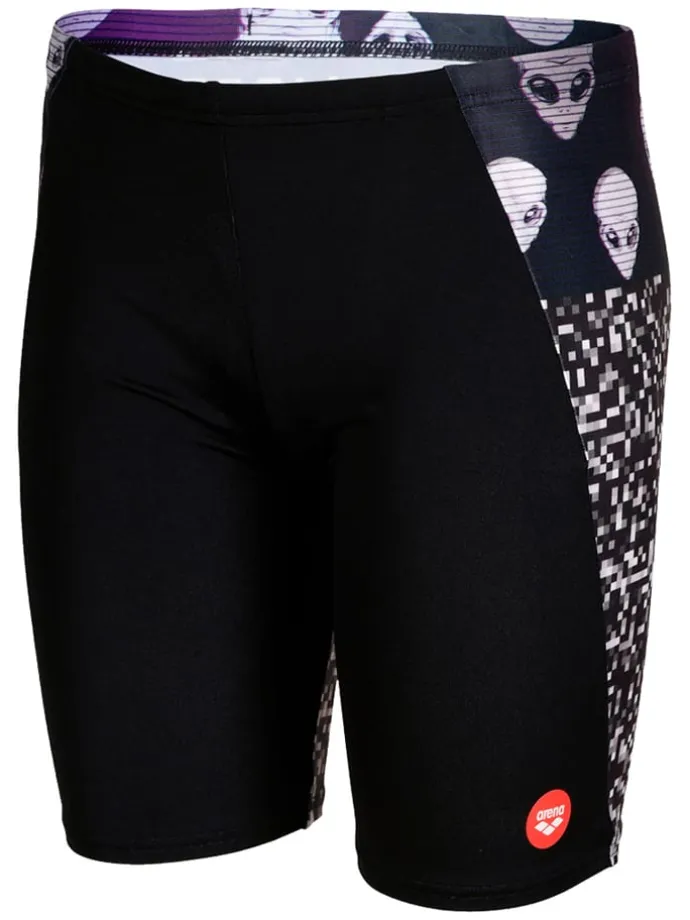 Lange Badehose in Schwarz/ Lila